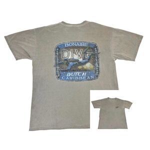 Vintage Bonaire Dutch Caribbean T-Shirt Large Brown Tourist Dive Islands
